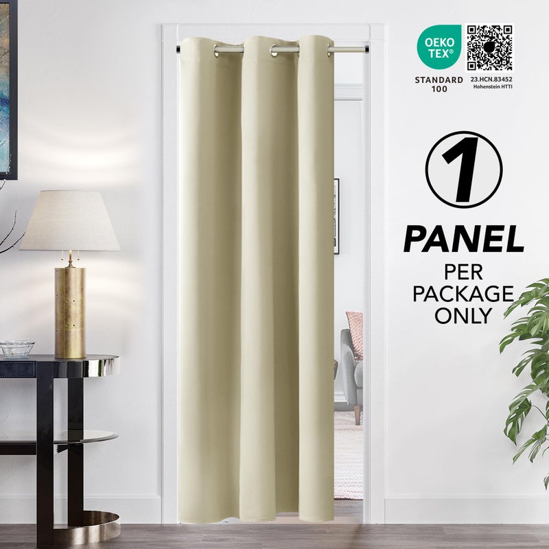 Deconovo Blackout Curtain Panel â€“ Solid Grommet Top, Thermal Insulated & Energyâ€‘Saving, Machineâ€‘Washable Room Darkening Window Treatment for Bedroom & Living Room, 1 Panel, Beige, 42W x 63L - Image 2